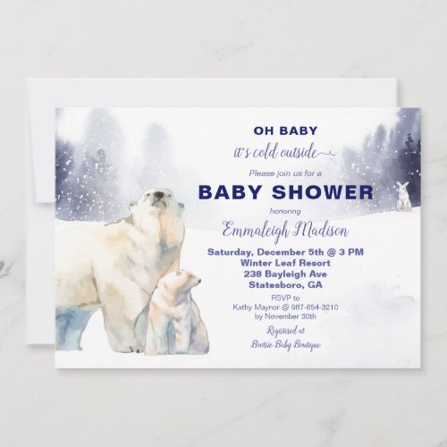 Polar Bear Watercolor Baby Shower