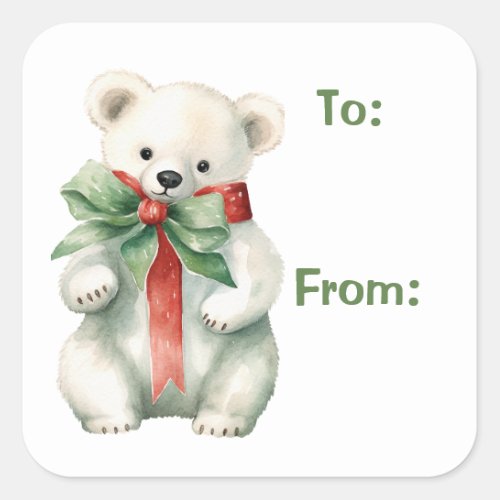 Polar Bear Watercolor Gift Tag