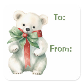 Polar Bear Watercolor Gift Tag