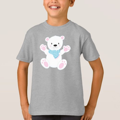 Polar Bear White Bear Cute Bear Bear With Scarf T_Shirt