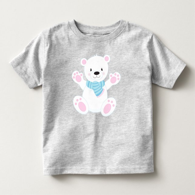 Polar Bear, White Bear, Cute Bear, Bear With Scarf Toddler T-shirt (Front)