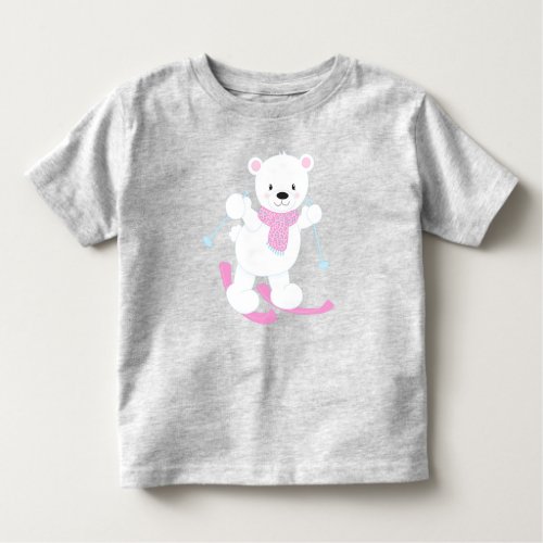 Polar Bear White Bear Cute Bear Skiing Bear Toddler T_shirt