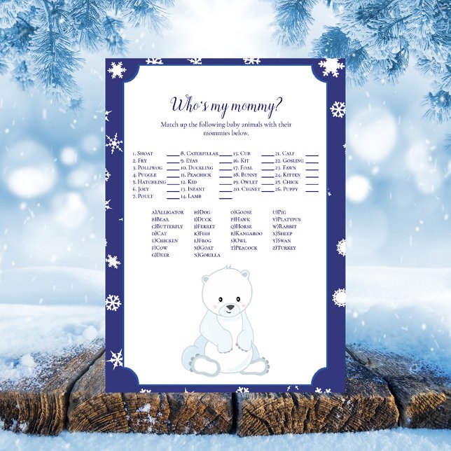 Polar Bear Who's My Mommy Baby Shower Game (Creator Uploaded)