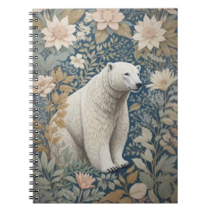 Polar Bear William Morris Inspired Floral Notebook