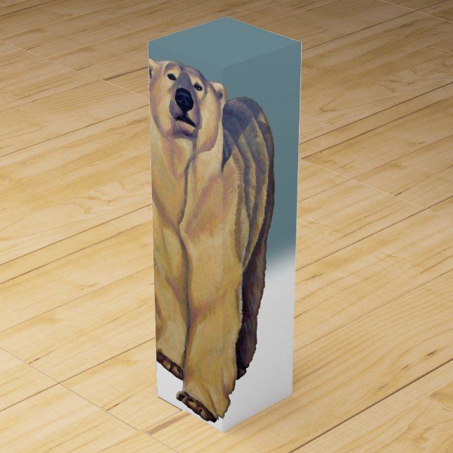 Polar Bear Wine Box Cool Bear Art Box (Front)
