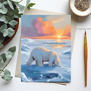 Polar Bear Winter Animal Painting Postcard