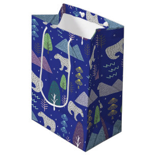Polar Bear Winter Artic Adventure Blue Medium Gift Bag
