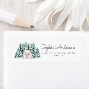 Polar Bear Winter Baby Shower Address Label