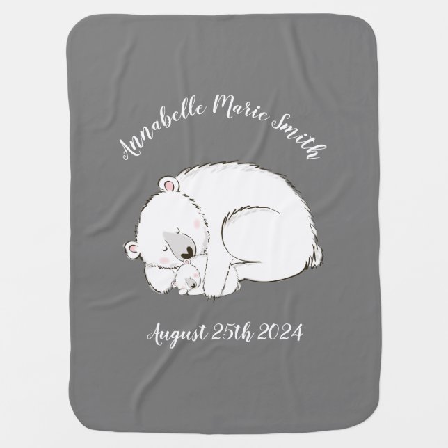 Polar Bear Winter Baby Shower Baby Blanket (Front)