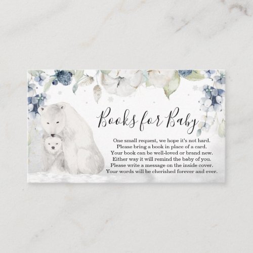 Polar Bear Winter Baby Shower Books for Baby Business Card