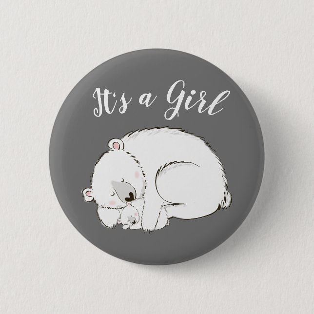 Polar Bear Winter Baby Shower Button (Front)