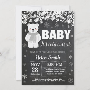 Polar Bear Winter Baby Shower Chalkboard Invitation