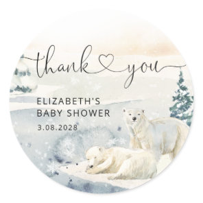 Polar Bear Winter Baby Shower  Classic Round Sticker