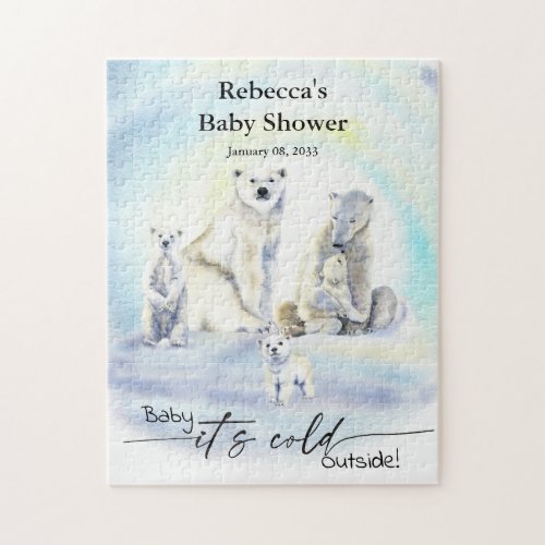 Polar Bear Winter Baby Shower Cold Outside Jigsaw Puzzle