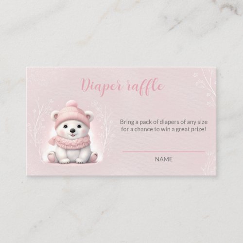 Polar Bear Winter Baby Shower Diaper Raffle Card