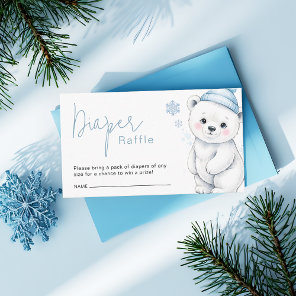 Polar Bear Winter Baby Shower Diaper Raffle Ticket Enclosure Card