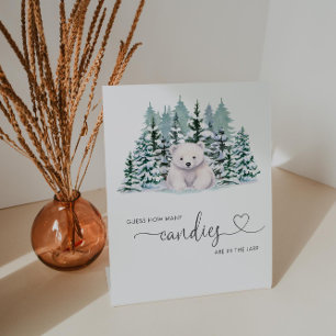 Polar Bear Winter Baby Shower Guess How Many Game Pedestal Sign