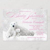 Polar Bear Winter Baby Shower Invitation