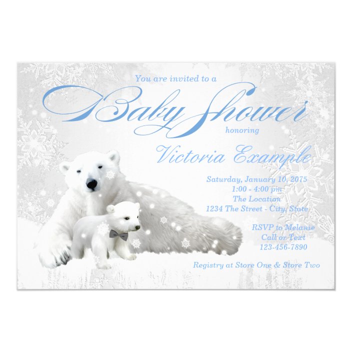 polar bear baby shower invitations
