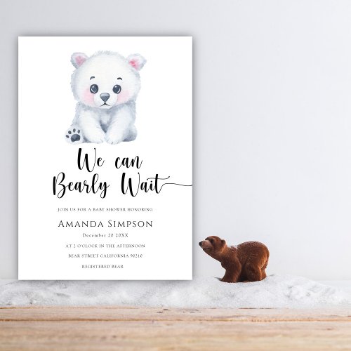 Polar bear Winter Baby shower Invitation