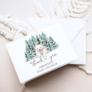 Polar Bear Winter Baby Shower Letterpress Thank You Card