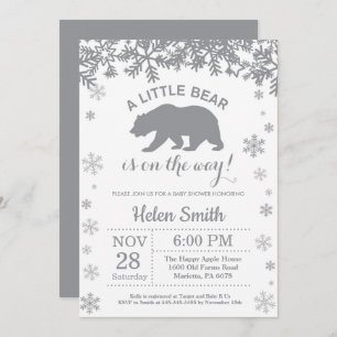 Polar Bear Winter Baby Shower Snowflake Invitation