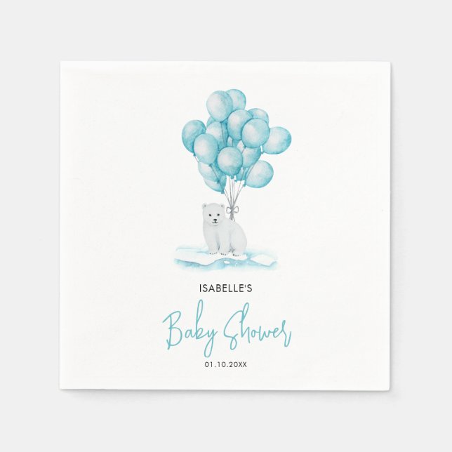 Polar Bear Winter Baby Shower Thank You Napkins (Front)