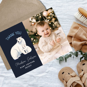 Polar Bear Winter Baby Shower Thank You Postcard