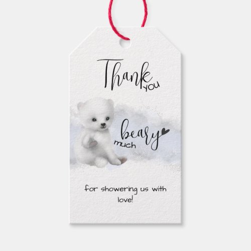 Polar bear Winter Baby Shower Thanks Gift Tags