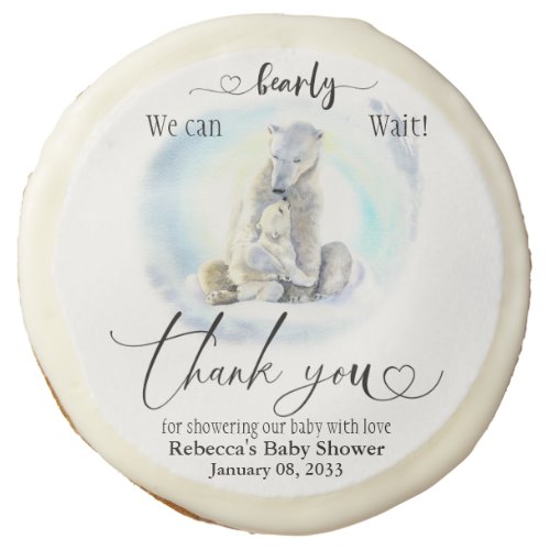 Polar Bear Winter Bearly Wait Baby Shower Favor Su Sugar Cookie