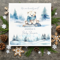 Polar bear winter bearly wait baby shower template napkins