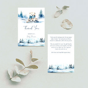 Polar bear winter bearly wait baby shower thank you card