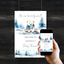 Polar bear winter bearly wait baby shower welcome  poster