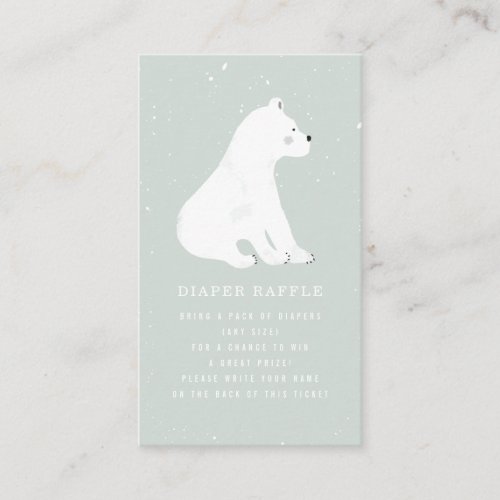 Polar Bear Winter Blue Baby Shower Diaper Raffle Enclosure Card