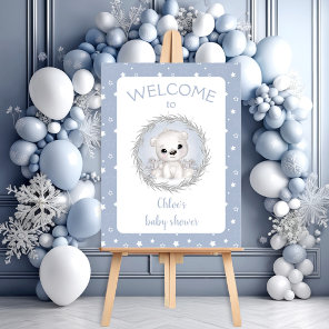 Polar Bear Winter Boy Baby Shower Welcome Sign