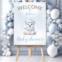 Polar Bear Winter Boy Baby Shower Welcome Sign