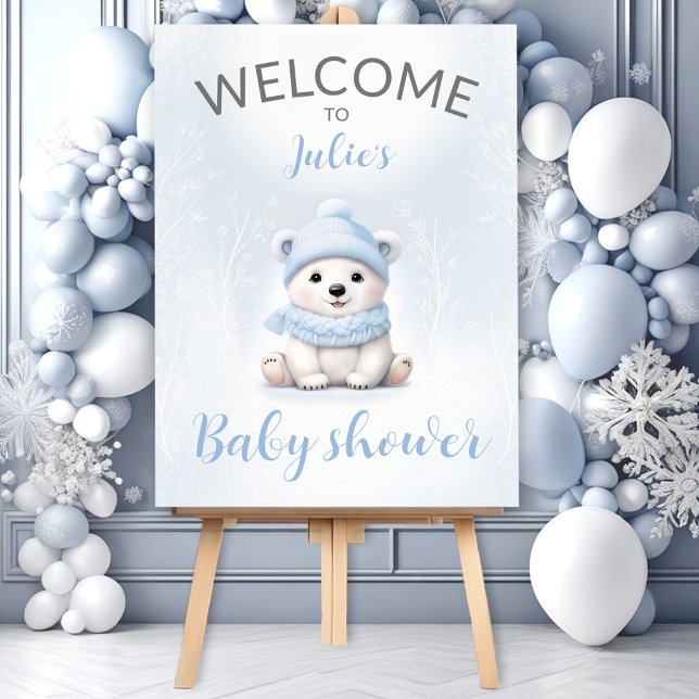 Polar Bear Winter Boy Baby Shower Welcome Sign (Polar Bear Winter Boy Baby Shower Welcome Sign)