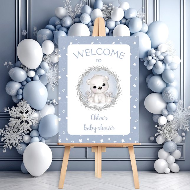 Polar Bear Winter Boy Baby Shower Welcome Sign (Polar Bear Winter Boy Baby Shower Welcome Sign)