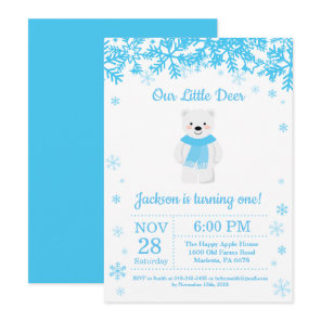 Polar Bear Winter Boy Birthday Invitation