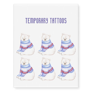Polar Bear Winter Cute Sweater Temporary Tattoos