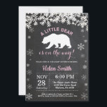 Polar Bear Winter Girl Baby Shower Chalkboard Invitation<br><div class="desc">Polar Bear Winter Girl Baby Shower Invitation. White Snowflake. Girl Baby Shower Invitation. Winter Holiday Baby Shower Invite. Chalkboard Background. Black and White. For further customization,  please click the "Customize it" button and use our design tool to modify this template.</div>