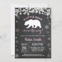 Polar Bear Winter Girl Baby Shower Chalkboard Invitation