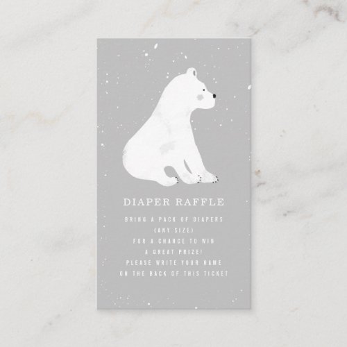 Polar Bear Winter Gray Baby Shower Diaper Raffle Enclosure Card