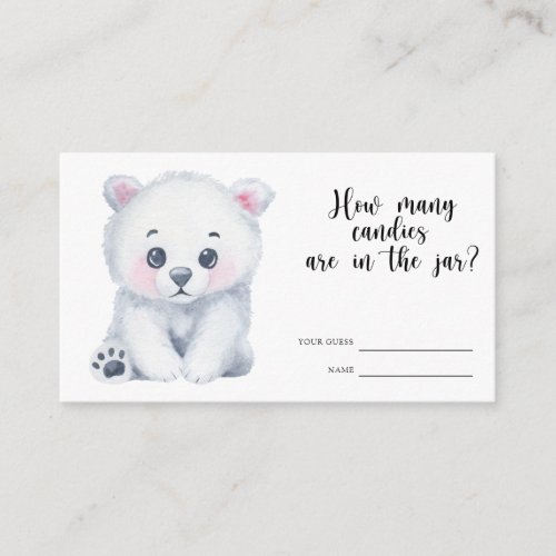 Polar bear winter guess how many candies enclosure card