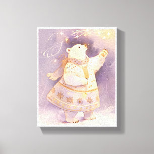Polar Bear Winter Magic Whimsical Nursery Art Canvas Print