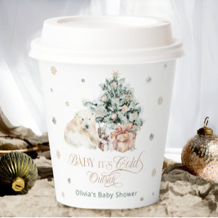 Polar Bear Winter Modern Baby Shower Paper Cups