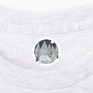 Polar bear winter mountains moon baby bib kids' labels