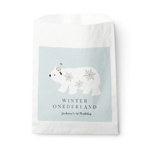 Polar Bear Winter Onederland Blue 1st Birthday Favor Bag