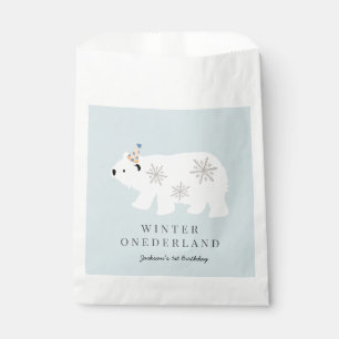 Polar Bear Winter Onederland Blue 1st Birthday Favor Bag