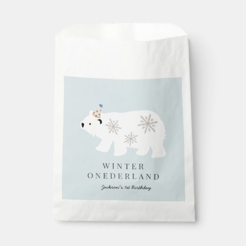 Polar Bear Winter Onederland Blue 1st Birthday Favor Bag